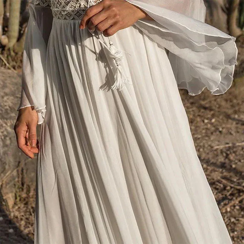 2024 Holiday Chic V-Neck Long Flare Sleeve Boho Maxi Dress