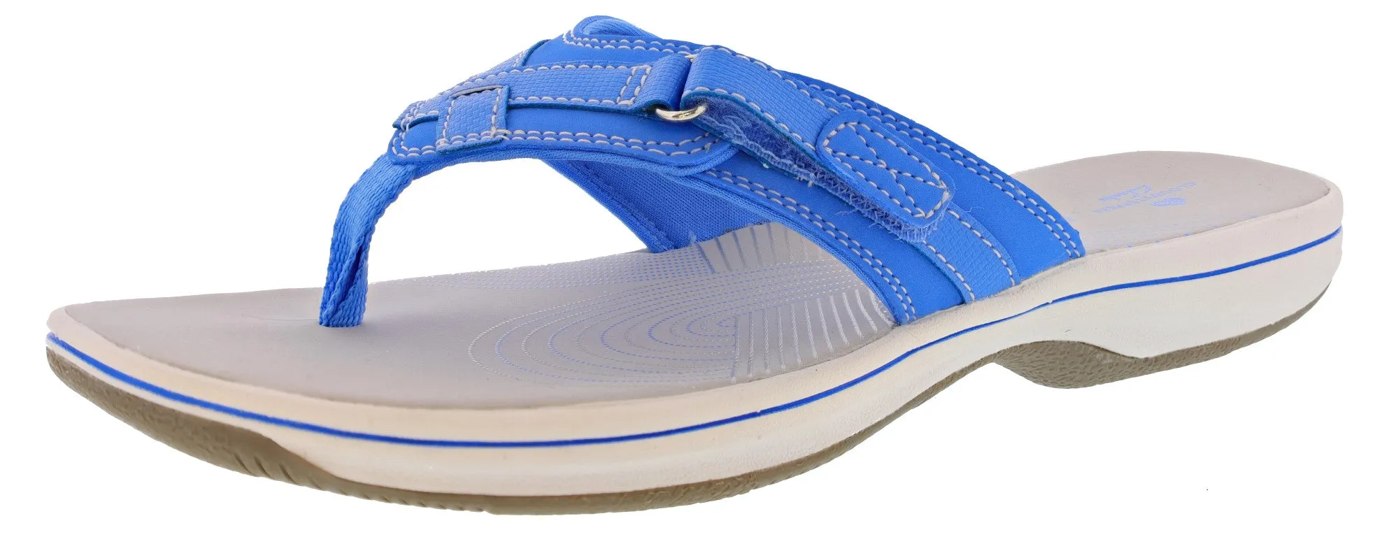 Clarks Women Sandals Lightweight Flip Flops Breeze Sea