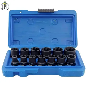 JPT Bolt Extractor Set,13Pcs Impact Bolt & Nut Remover Set,3/8'' Drive Extraction Socket Set,Cr-Mo Steel