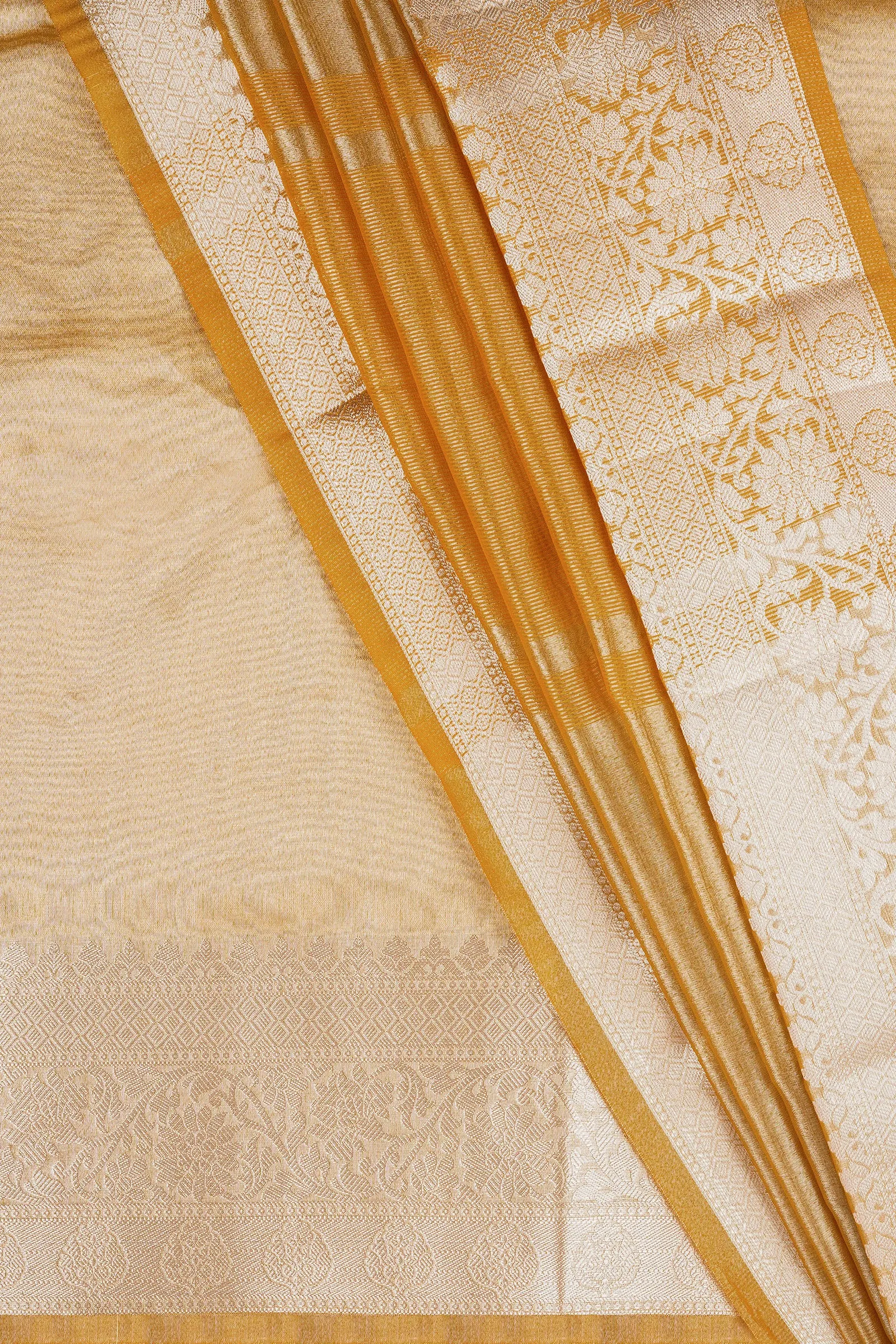 Kanika Mustard Banarasi Tissue Saree