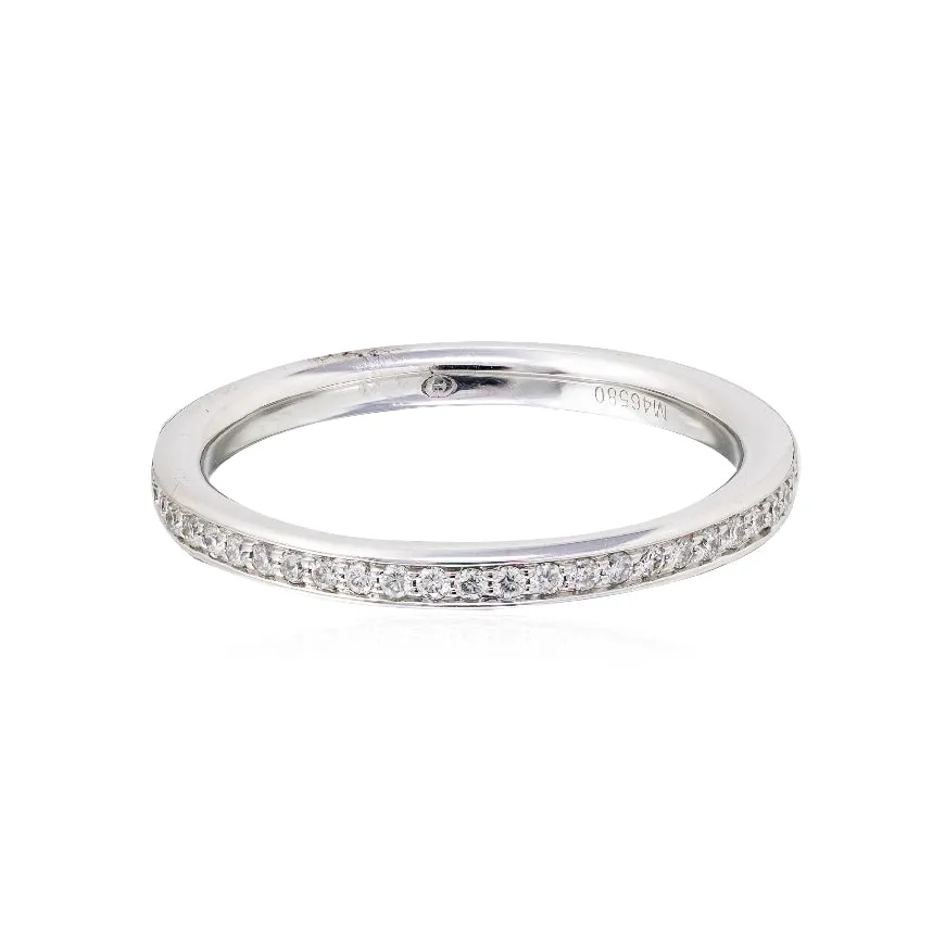 Ladies 18KT White Gold and Diamond Partial Wedding Band