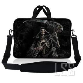 Laptop Notebook Sleeve Carrying Case with Carry Handle and Shoulder Strap - Reaper Skull