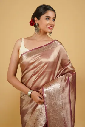 Manikarnika Magenta Banarasi Tissue Saree