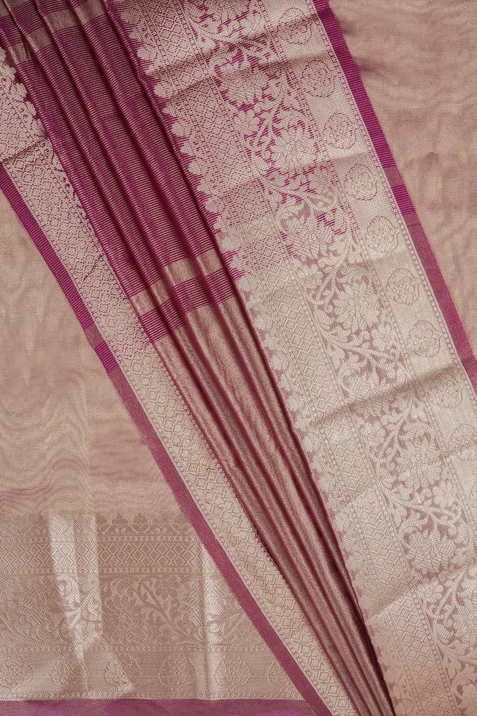 Manikarnika Magenta Banarasi Tissue Saree