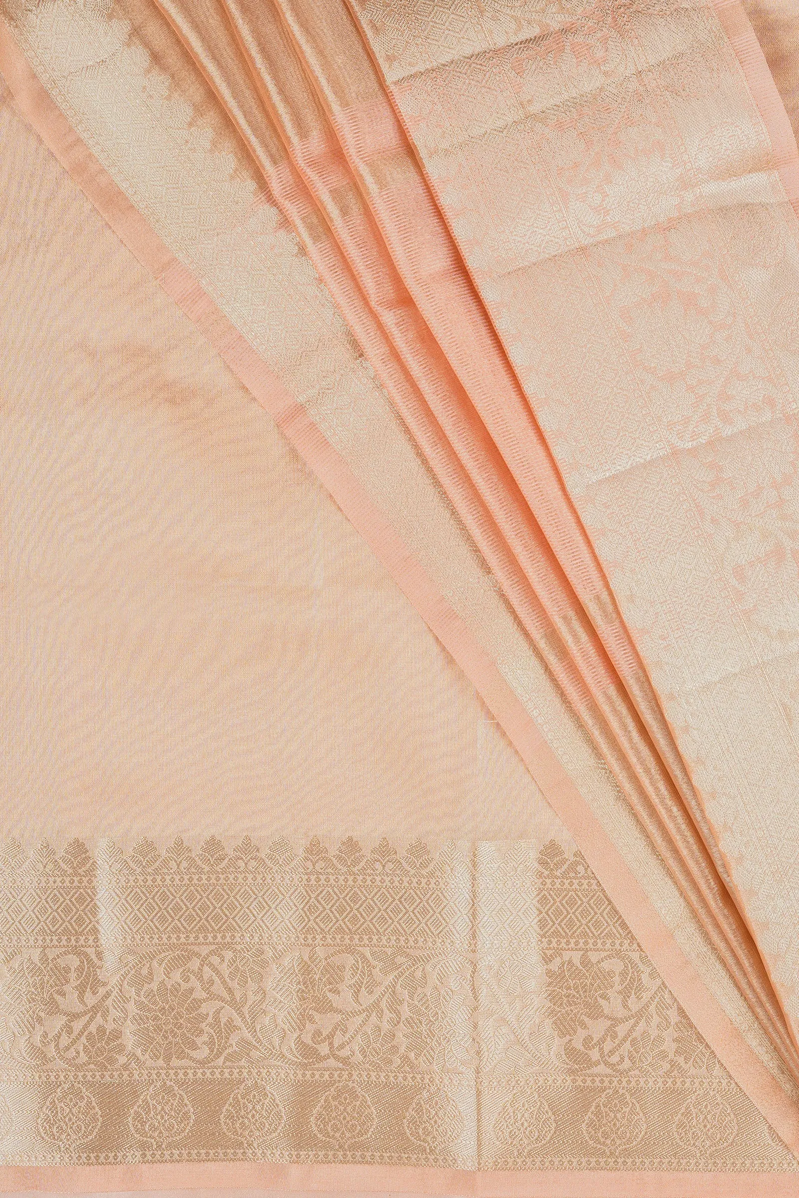 Nirvana Peach Banarasi Tissue Saree