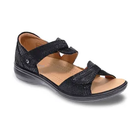 Revere Women's Geneva Sandal Black Lizard