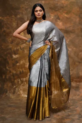 Teejh Aaryani Gold and Silver Tissue Silk Saree