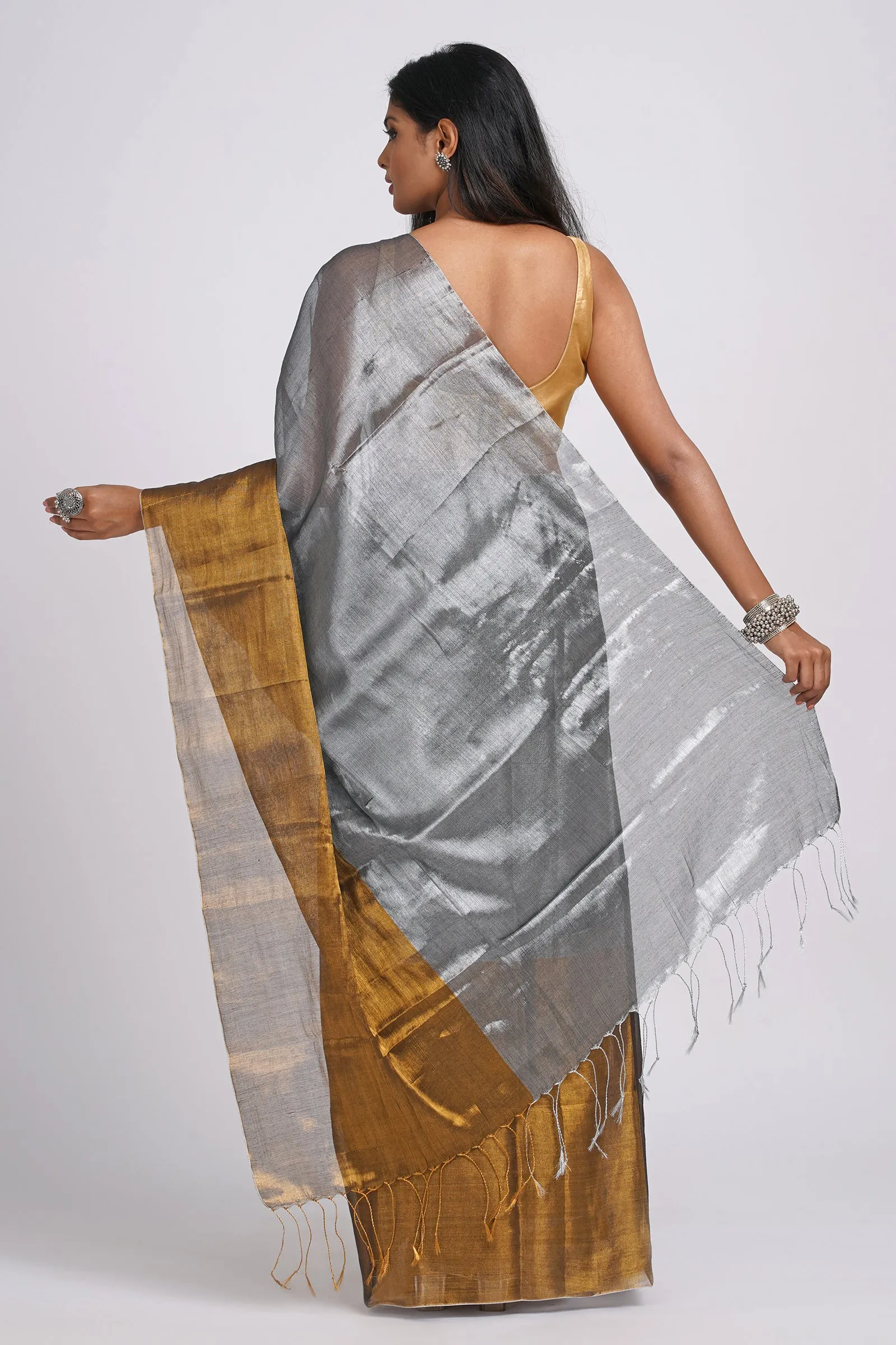 Teejh Aaryani Gold and Silver Tissue Silk Saree