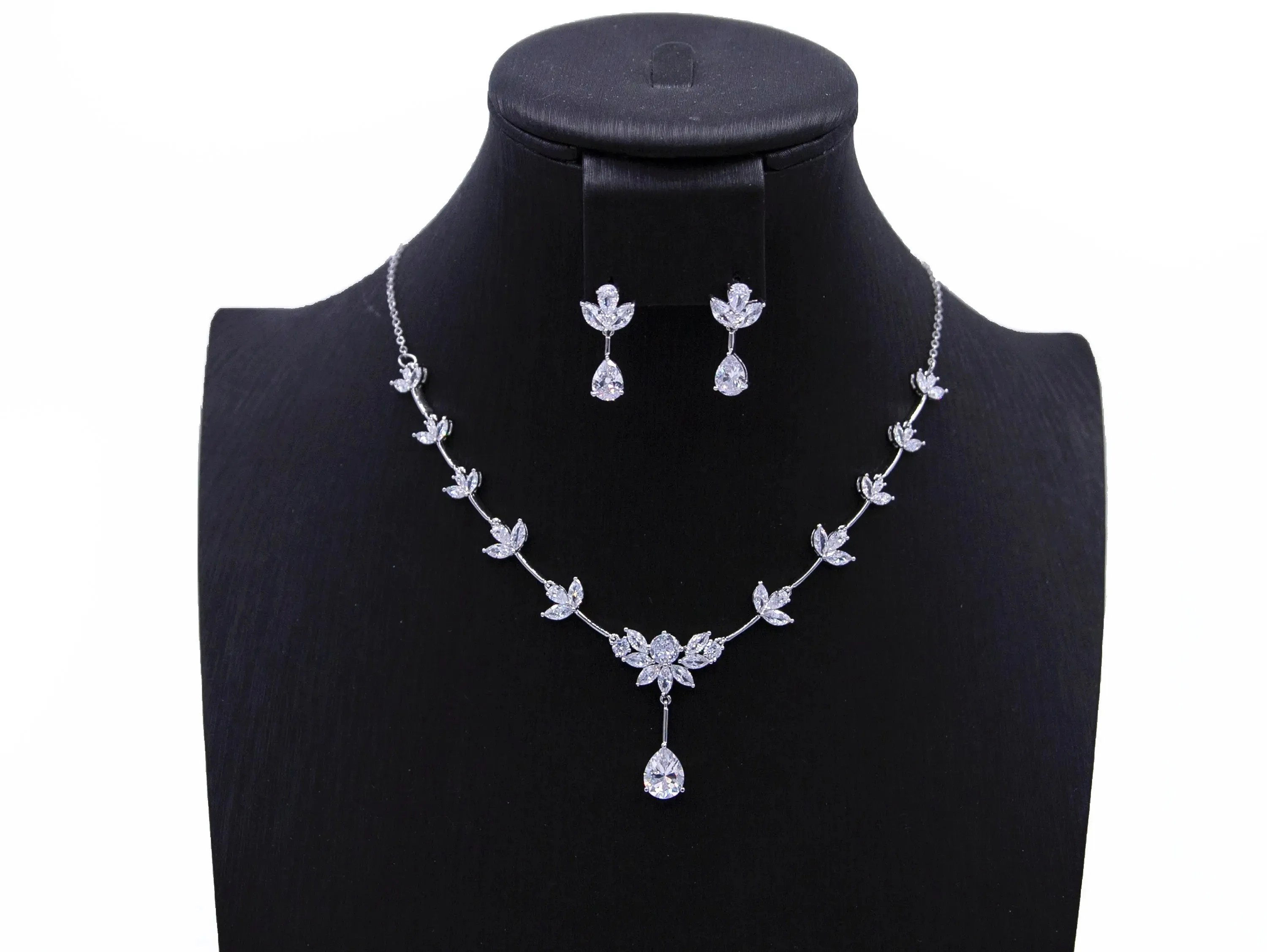 Wedding Jewelry Set | Crystal Necklace   Earrings - Silver