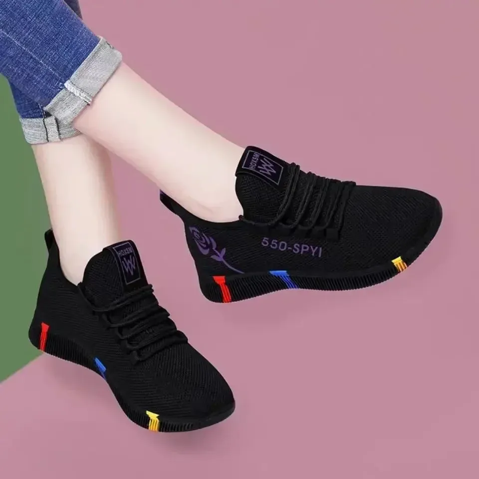 Women's Breathable Non-slip Platform Fashion New Casual Shoes Korean Running Shoes Black Sneakers shoes for women 2024