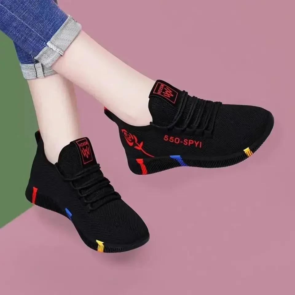 Women's Breathable Non-slip Platform Fashion New Casual Shoes Korean Running Shoes Black Sneakers shoes for women 2024